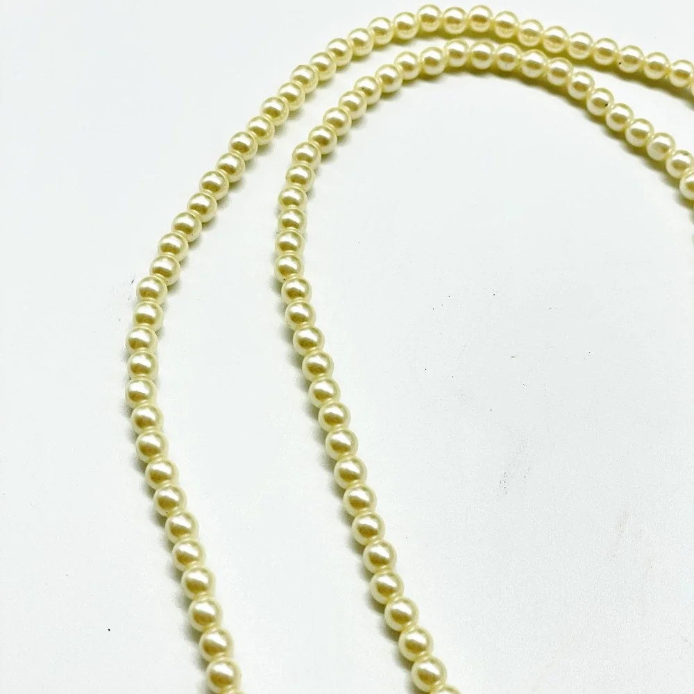 Avon Pendant Necklace Gold Tone Faux Pearl Long Chain Signed Vintage Jewelry